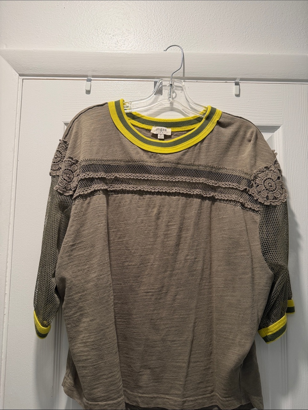 Umgee Olive Green Tee with Yellow Trim